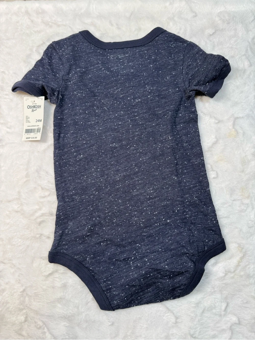 OshKosh Navy One-Piece Bodysuit with Neon Yellow Logo